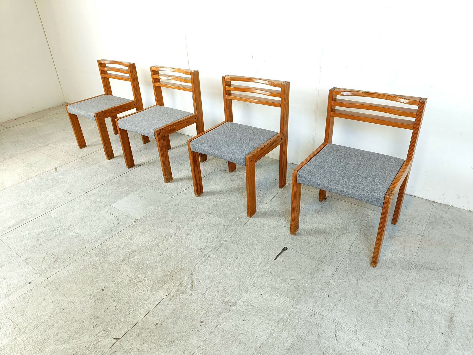 Set Of 4 Pine Wood Sg 1200 Dining Chairs By Cees Braakman, 1970s photo for sale