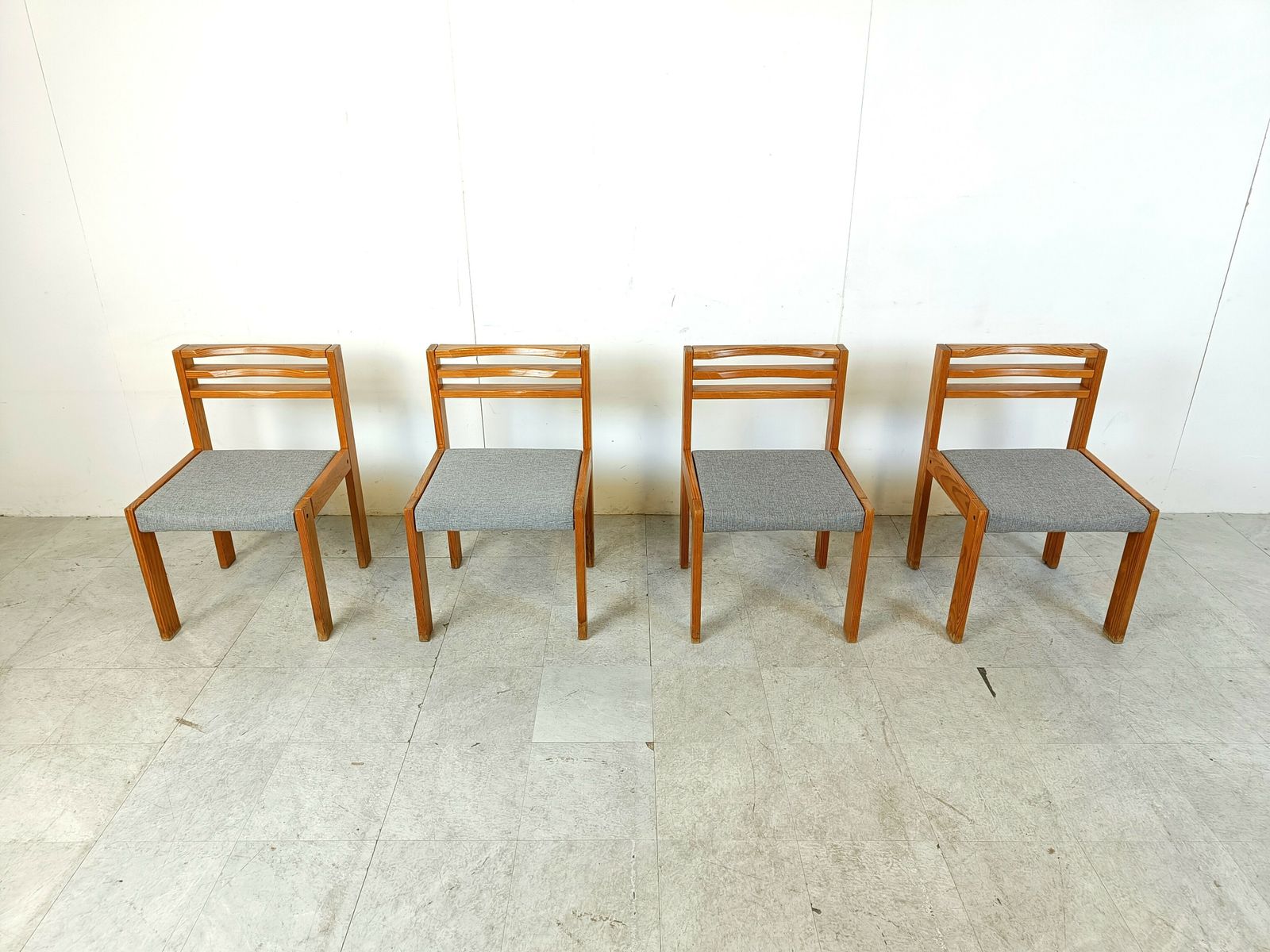 Set Of 4 Pine Wood Sg 1200 Dining Chairs By Cees Braakman, 1970s photo Furniture
