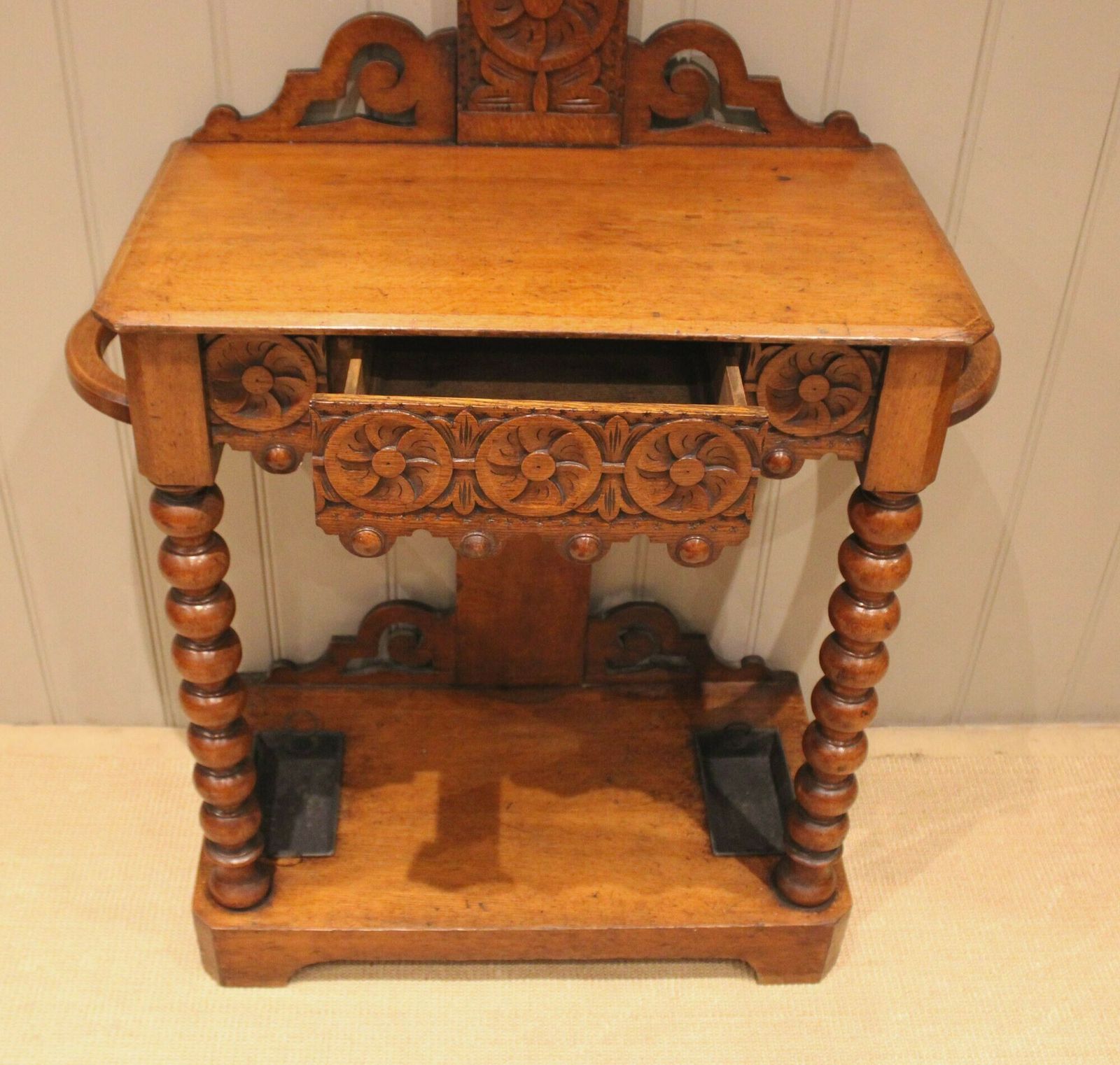 Victorian Carved Oak Hall Stand photo vintage