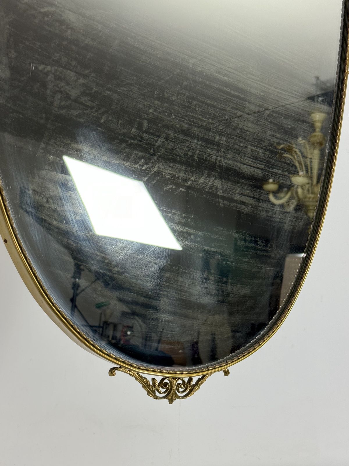 Mid Century Italian Mirror In Brass. Italy 1950s photo furniture