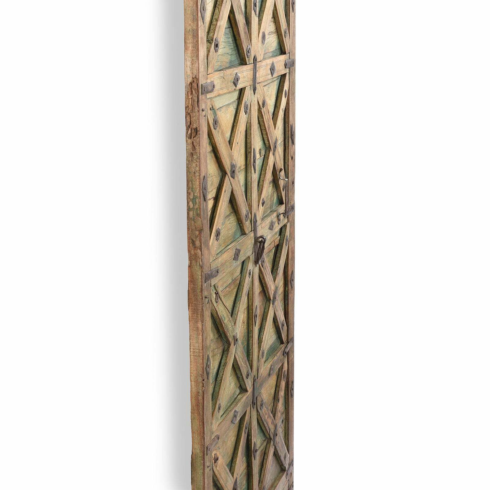 Antique Indian Green Painted Stick Door From Jaisalmer, 19th Century photo Home Fixtures