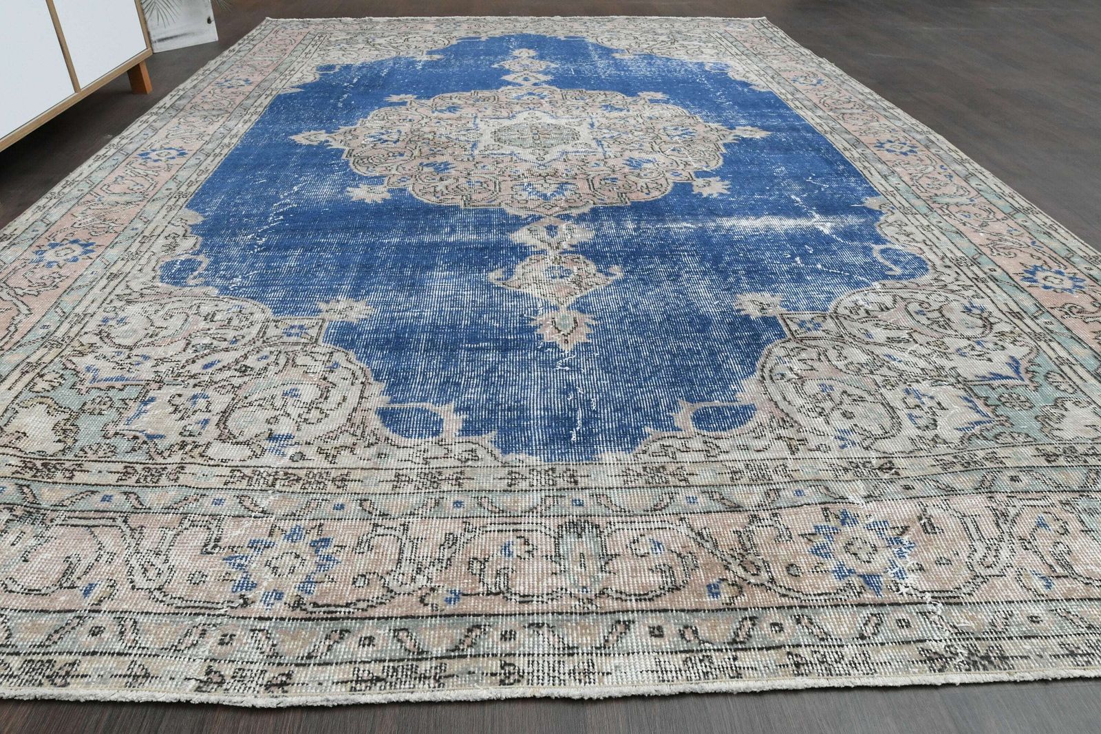 7x10 Pink Blue Oushak Wool Rug, Handmade Vintage Turkish Rug, Antique Large Rug, Home Decor, Living Room Rug, 7x10 Area Rug, Distressed Rug