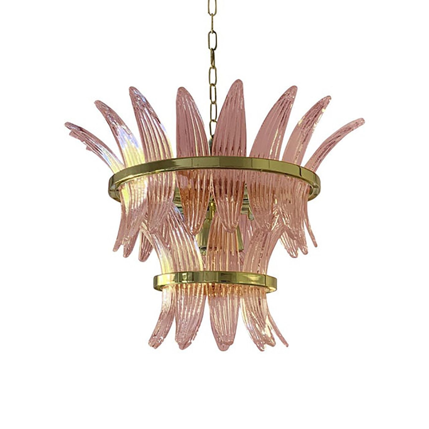 Contemporary Pink "Palmette" Murano Glass Chandelier photo Lighting