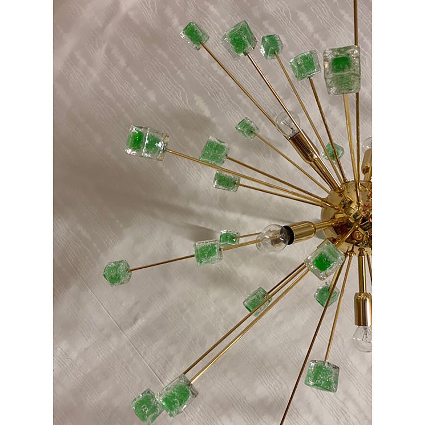 photo furniture Green Cubes Murano Glass Gold Sputnik Chandelier