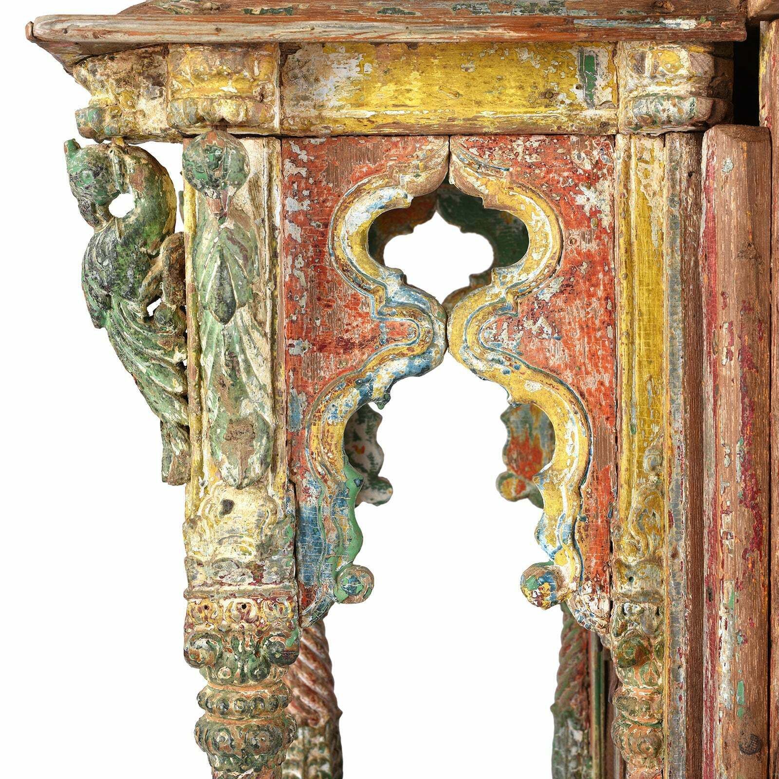 Antique Painted Indian House Shrine From Gujarat, 18th Century photo vintage