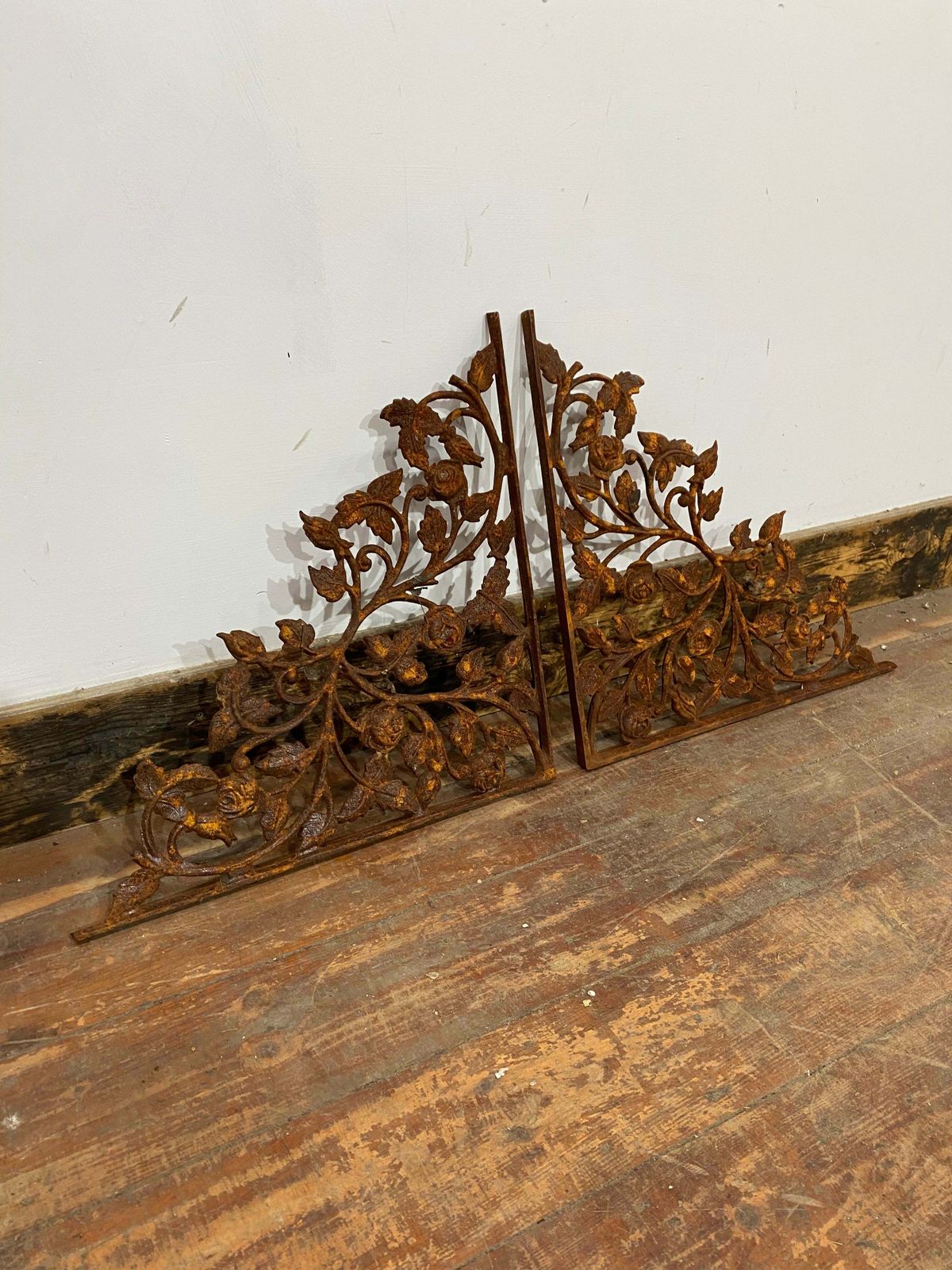Vintage Cast Iron Brackets With Roses photo Art