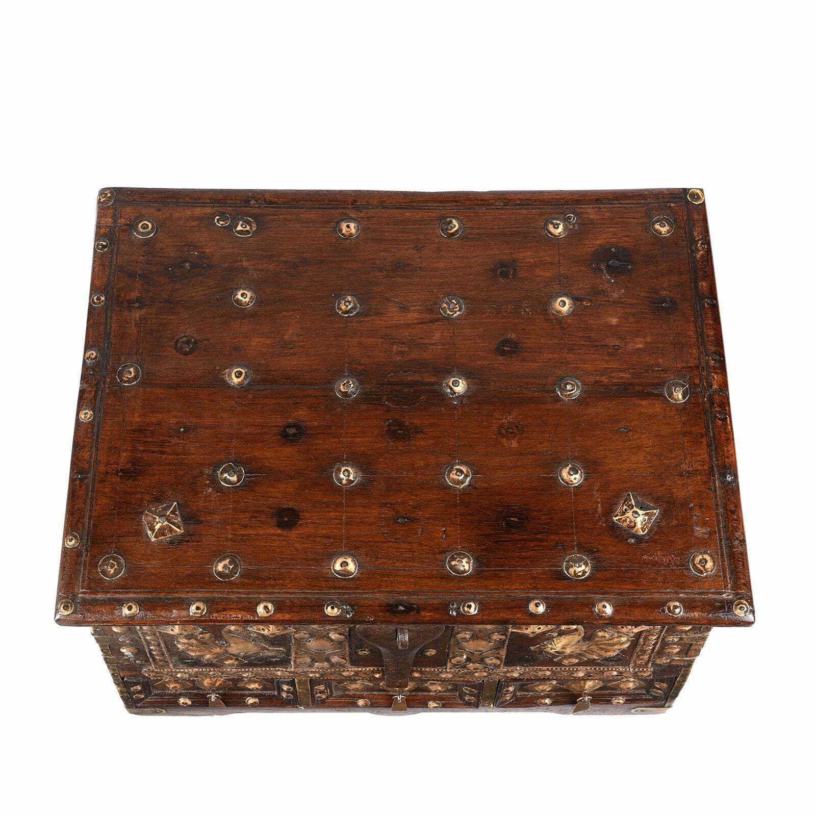 Antique Indian Studded Rosewood Peacock Box From Saurashtra   19th Century photo 545.0