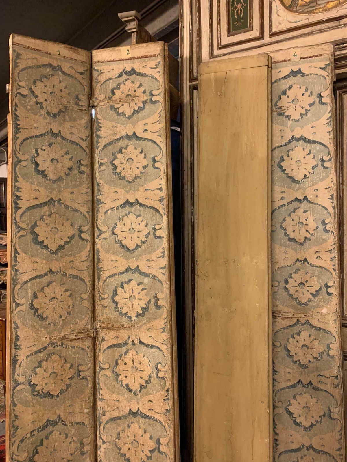 4 Leaf Door In Richly Painted Wood, From Venice, Italy photo buy
