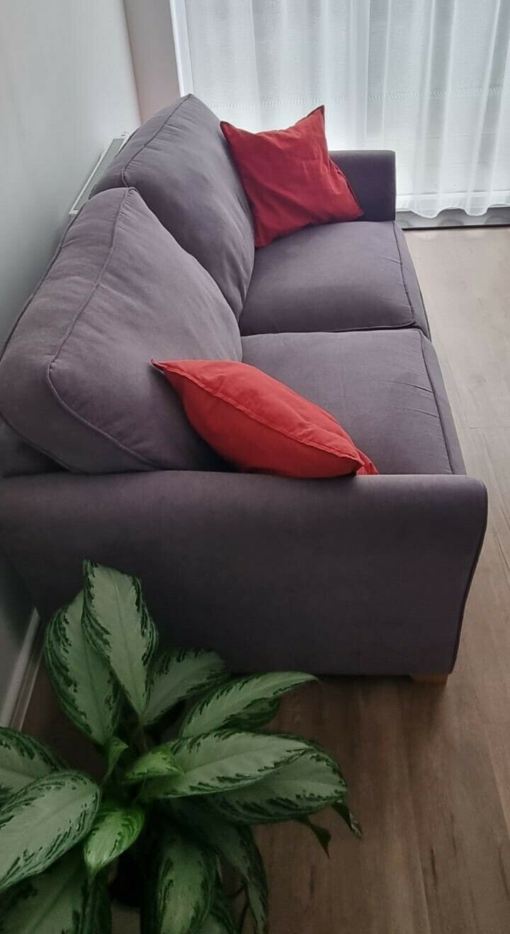 3 Seater Oakland Sofa With Deluxe Mattress In Grey With Bamboo Slate Scatters photo vinterior