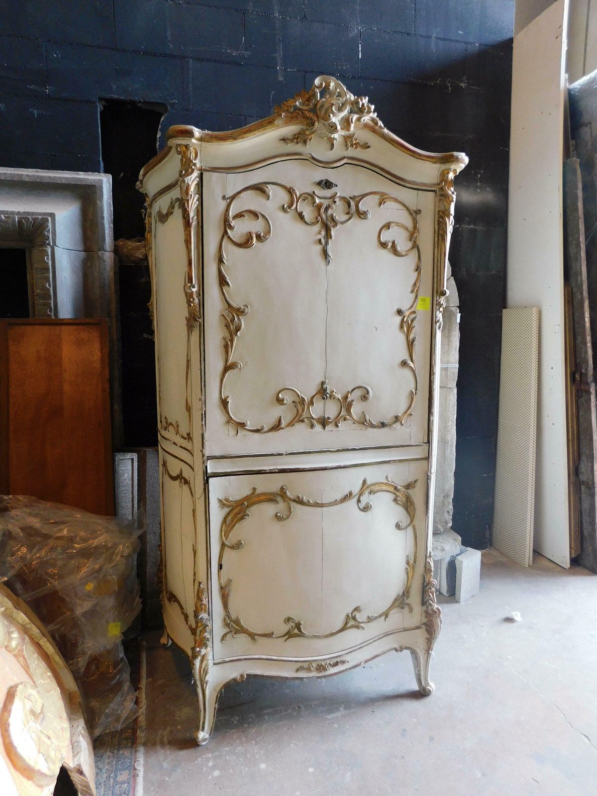 Sideboard With Flap In Lacquered Wood And Golden Friezes, France photo furniture