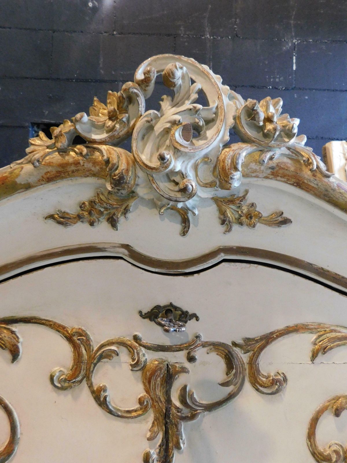 Sideboard With Flap In Lacquered Wood And Golden Friezes, France photo vinterior