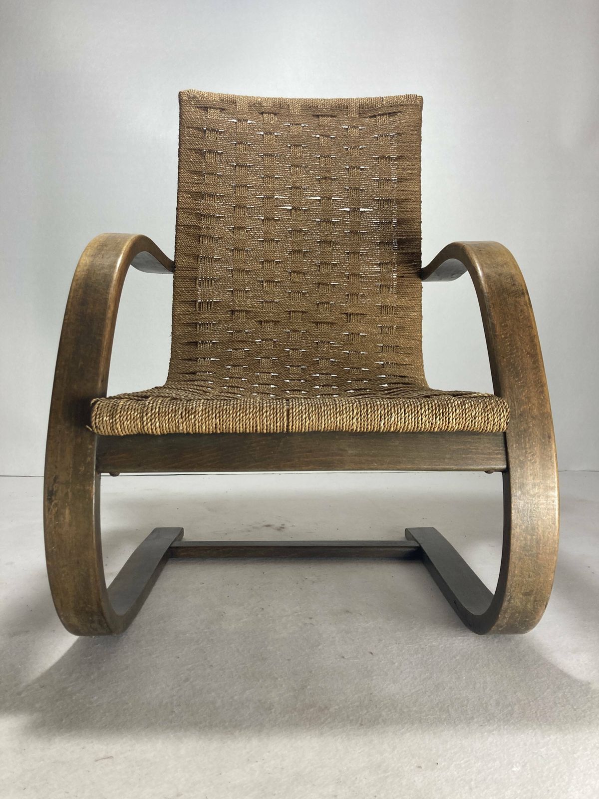 Cantilever Wicker Cord Chair, 1930s photo furniture