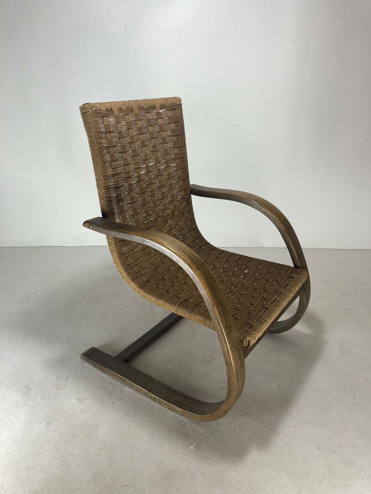 Cantilever Wicker Cord Chair, 1930s photo Furniture