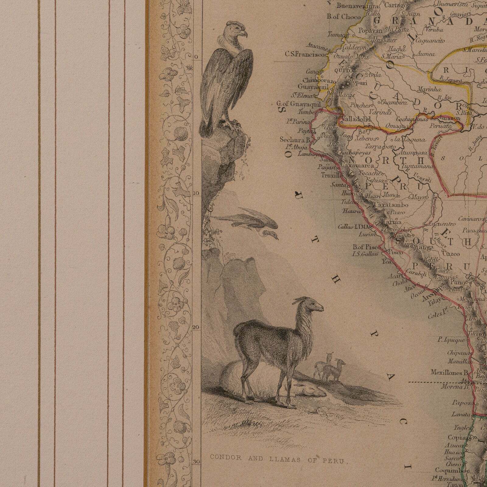 Antique Lithography Map, South America, English, Framed, Cartography, Victorian photo buy