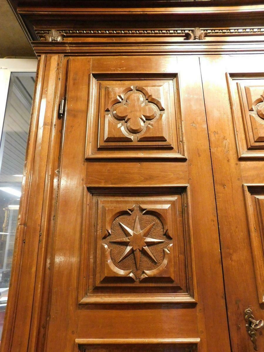 Double Body Cabinet In Richly Carved Walnut Wood, Tuscany photo Furniture