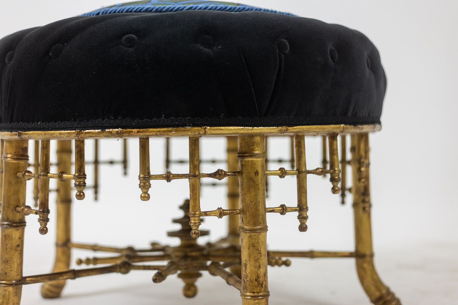 Pouf In Gilded Wood In Imitation Of Bamboo. Circa 1880. photo buy