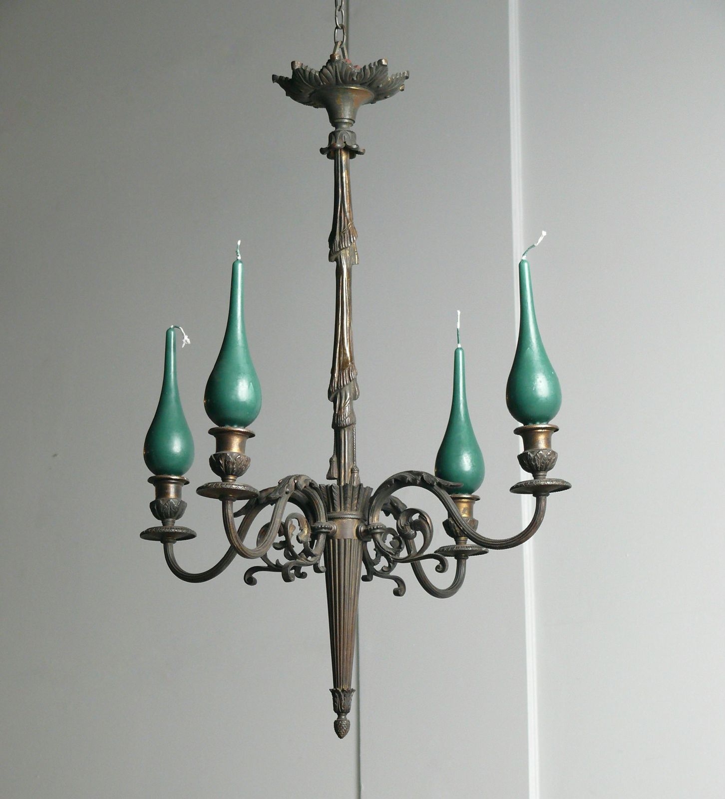 French Quill Of Arrows Gilt Brass Chandelier