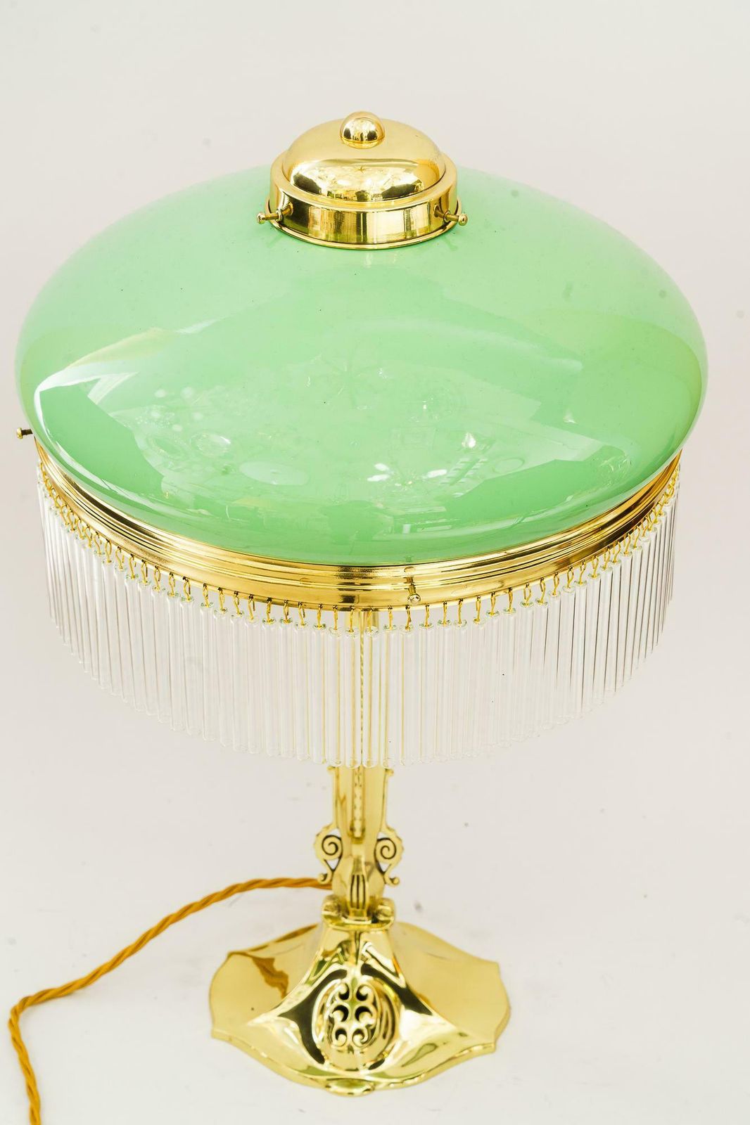 Jugendstil Table Lamp With Opal Glass Shade And Glass Sticks Vienna Around 1910s photo furniture