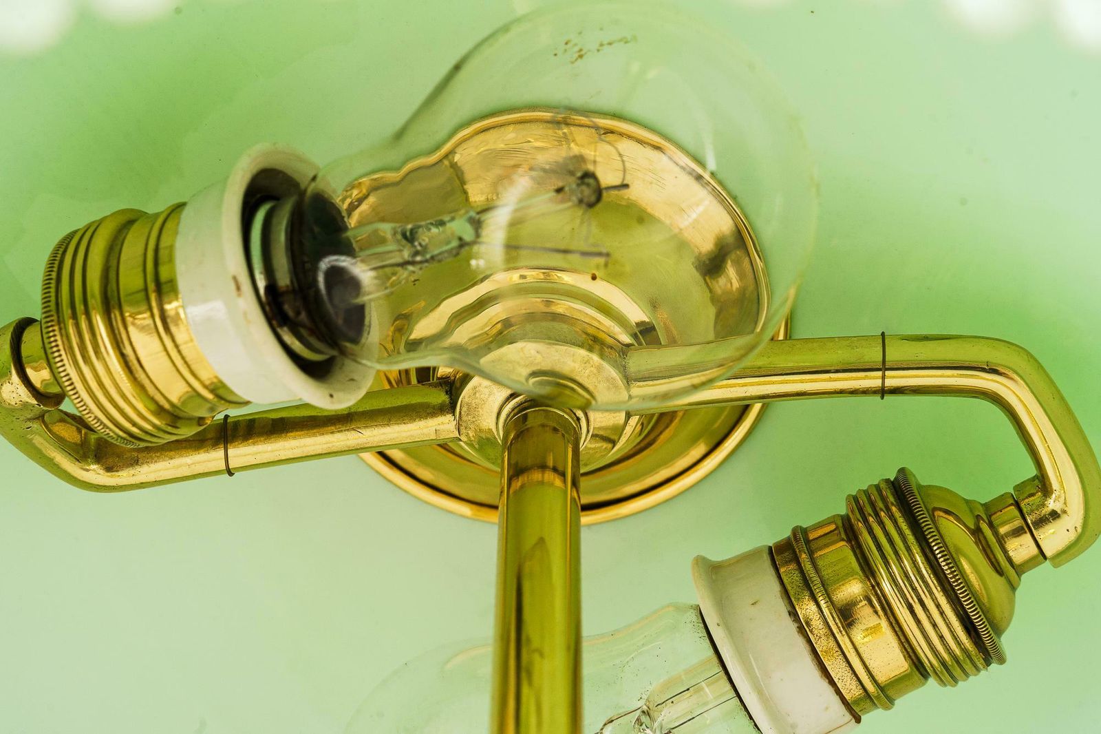 Jugendstil Table Lamp With Opal Glass Shade And Glass Sticks Vienna Around 1910s photo Lighting