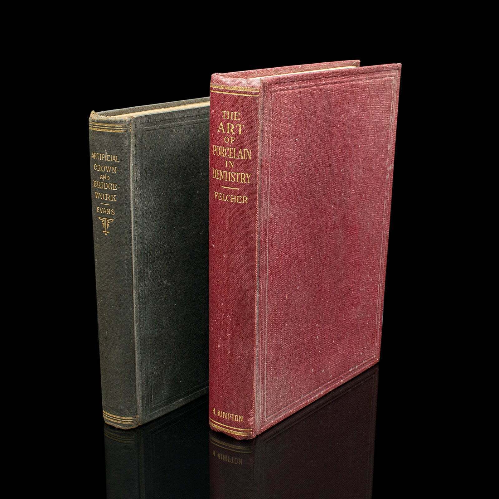 Set Of 2 Dentistry Books, English Language, Bound Medical Reference, Victorian