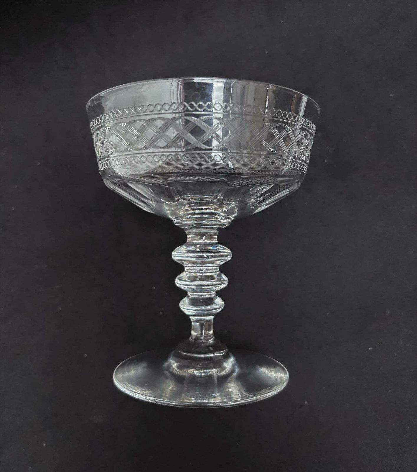 Champagne Coupe Antique Crystal Cut 1 Coupe 1860s French Stem Bar Cart Decor Wedding Bartender Cocktail Glasses Gift Toast Wedding