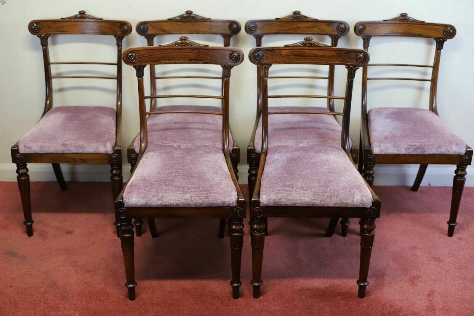 Beautiful Set Of Six Regency Rosewood Dining Chairs photo furniture