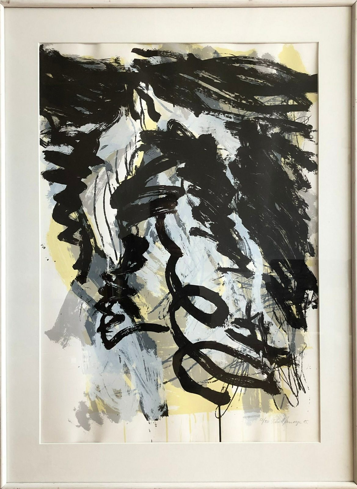 Large Original Danish Abstract Lithographic Print By Artist Peter Mandrup (1948 2009) photo furniture