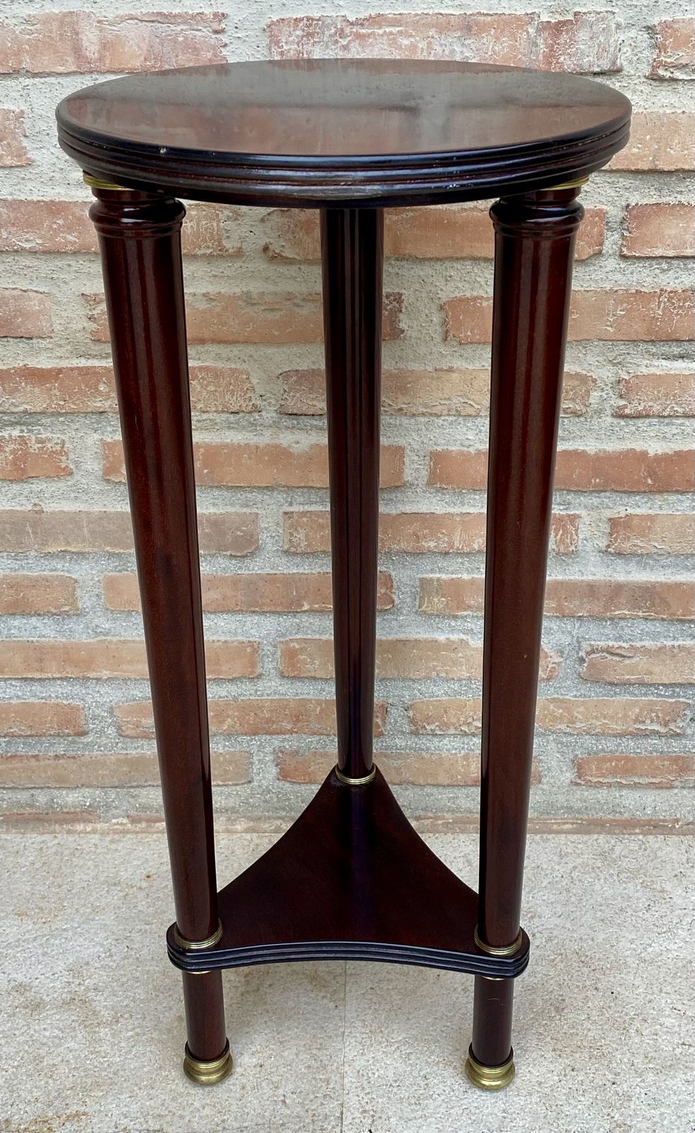 French Style Round Wood Pedestal Table Plant Stand