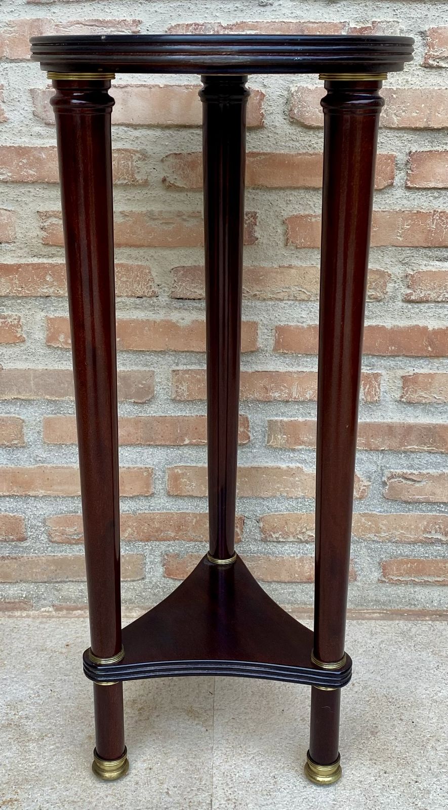 French Style Round Wood Pedestal Table Plant Stand photo for sale