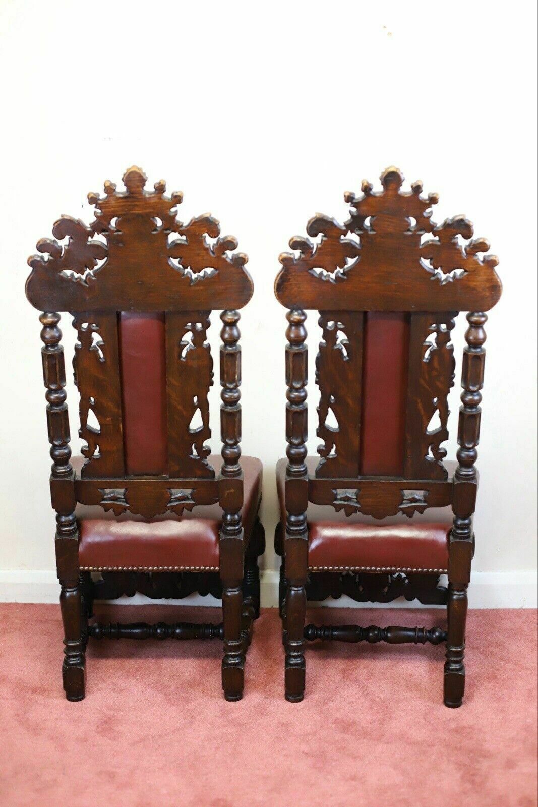 photo buy Stunning Set Of Four Victorian Heavily Carved Oak Dining Chairs