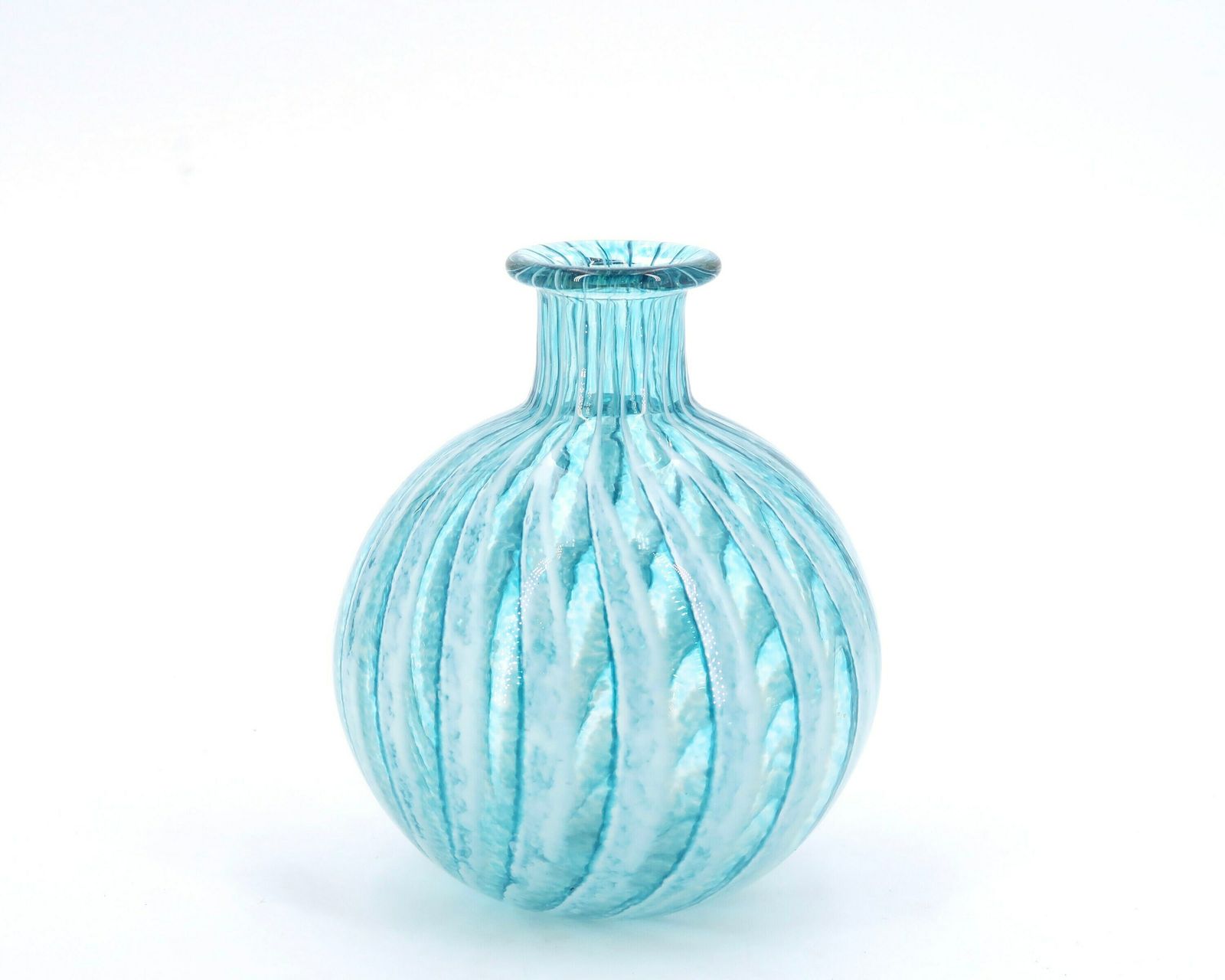 Phoenician Malta Pale Blue Striped Glass Vase, 1990s photo furniture