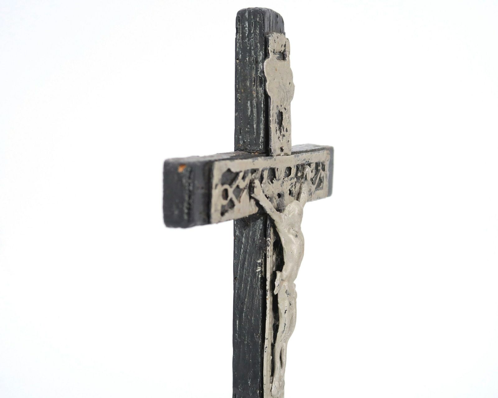 French Black And Grey Wooden Desk Crucifix, 1930s / Cross, Religion, Jesus photo Home Decor