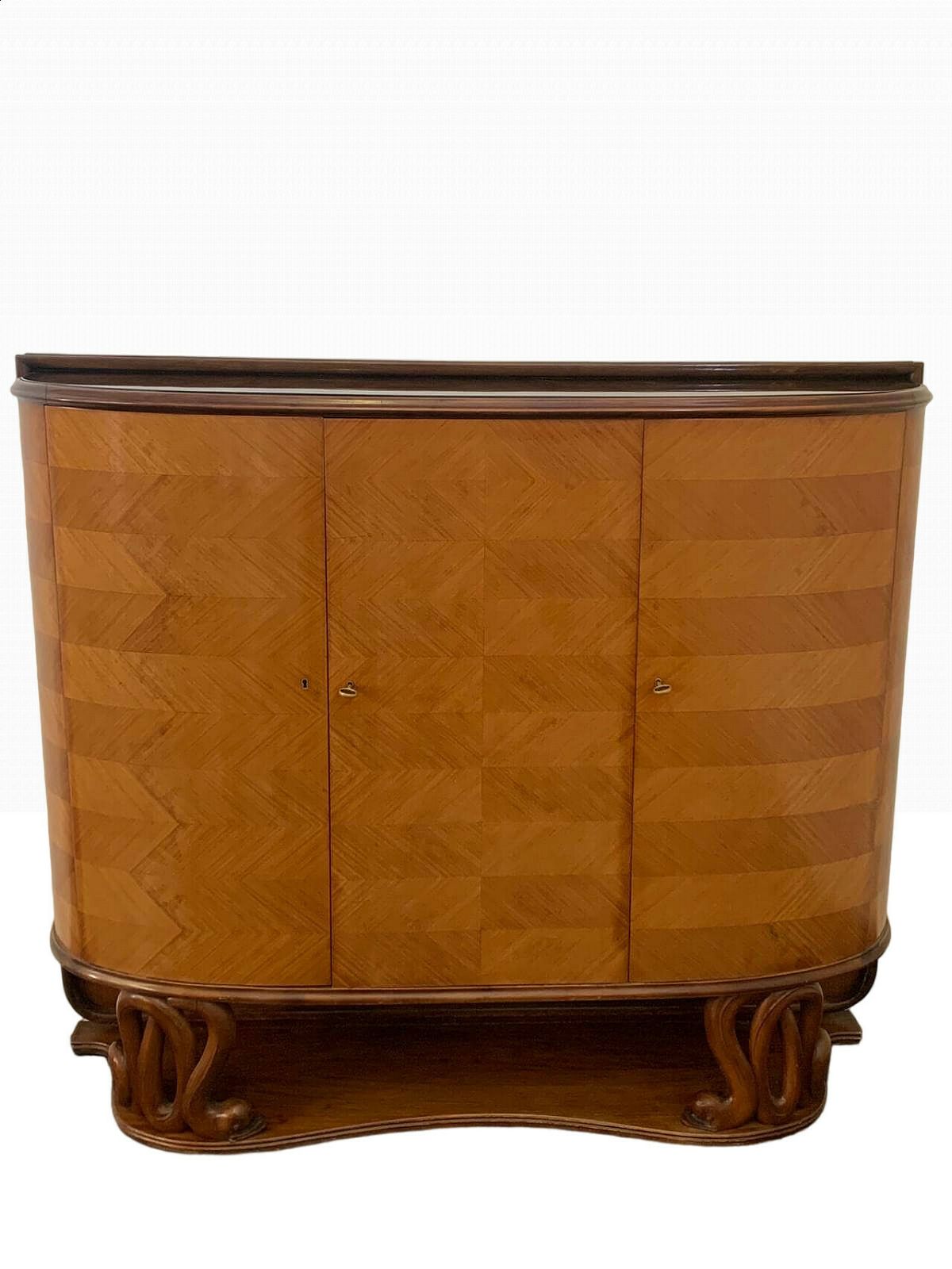 Mahogany Sideboard Veneered In Cherry Wood By Fratelli Tagliabue, 1940s