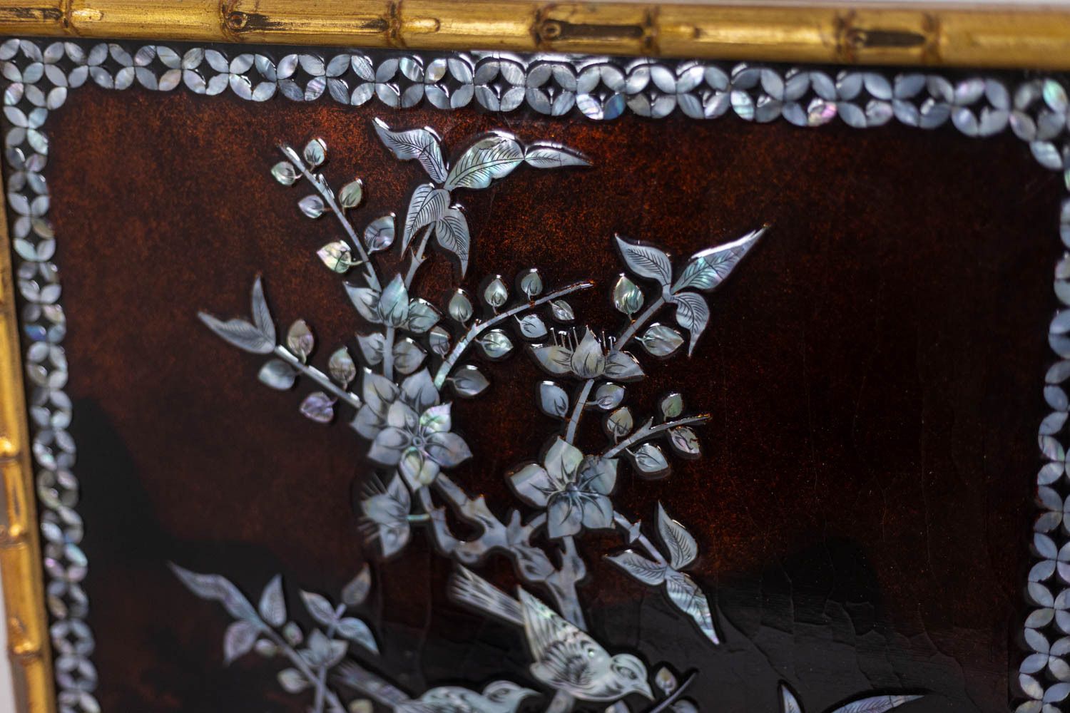 photo buy Set Of Four Asian Style Lacquer Panels. 1950s.