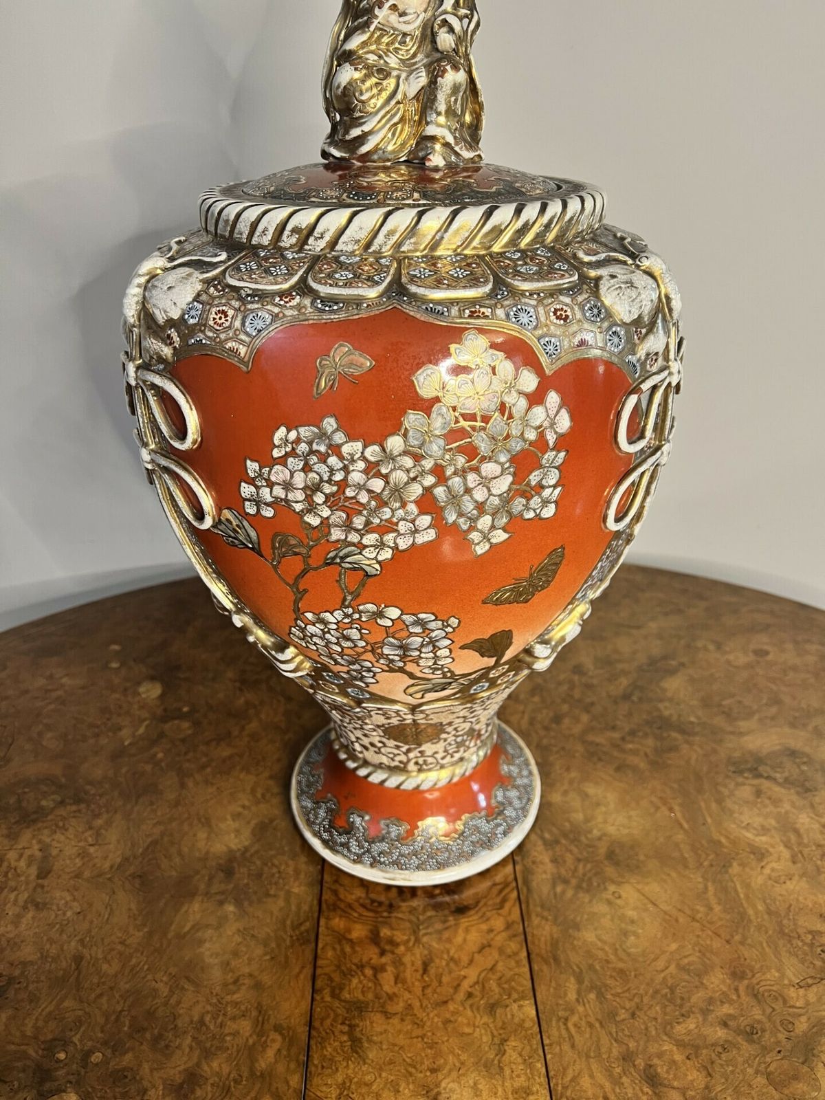 Quality Large Antique Japanese Satsuma Lidded Vase photo furniture