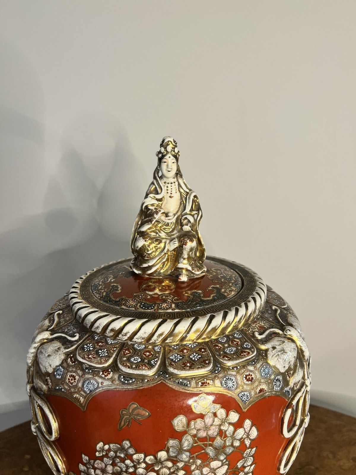 Quality Large Antique Japanese Satsuma Lidded Vase photo vinterior