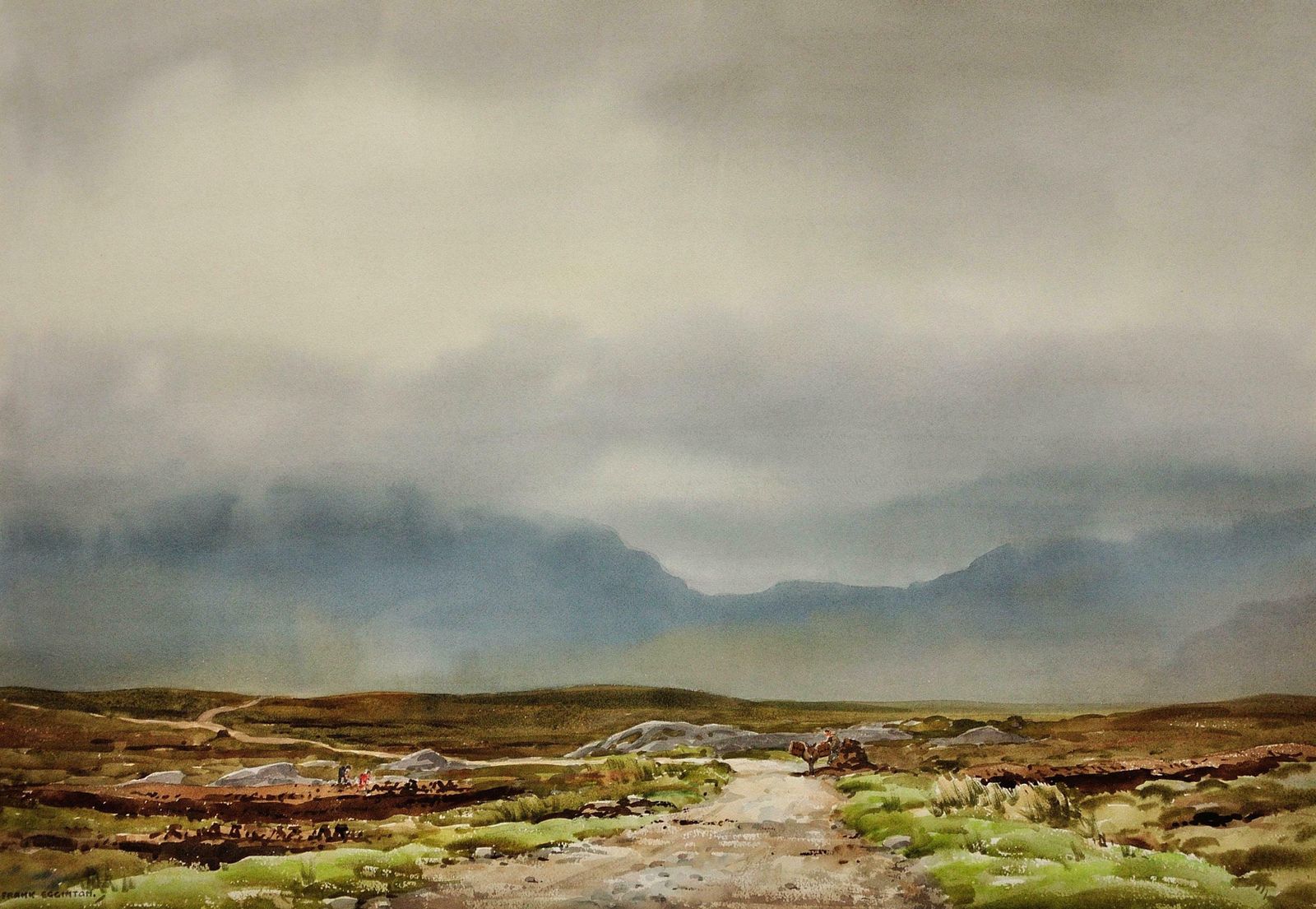 Frank Egginton 1908 To 1990. The Maamturk Mountains From Recess, Connemara, Ireland. Framed Irish Watercolour. photo furniture
