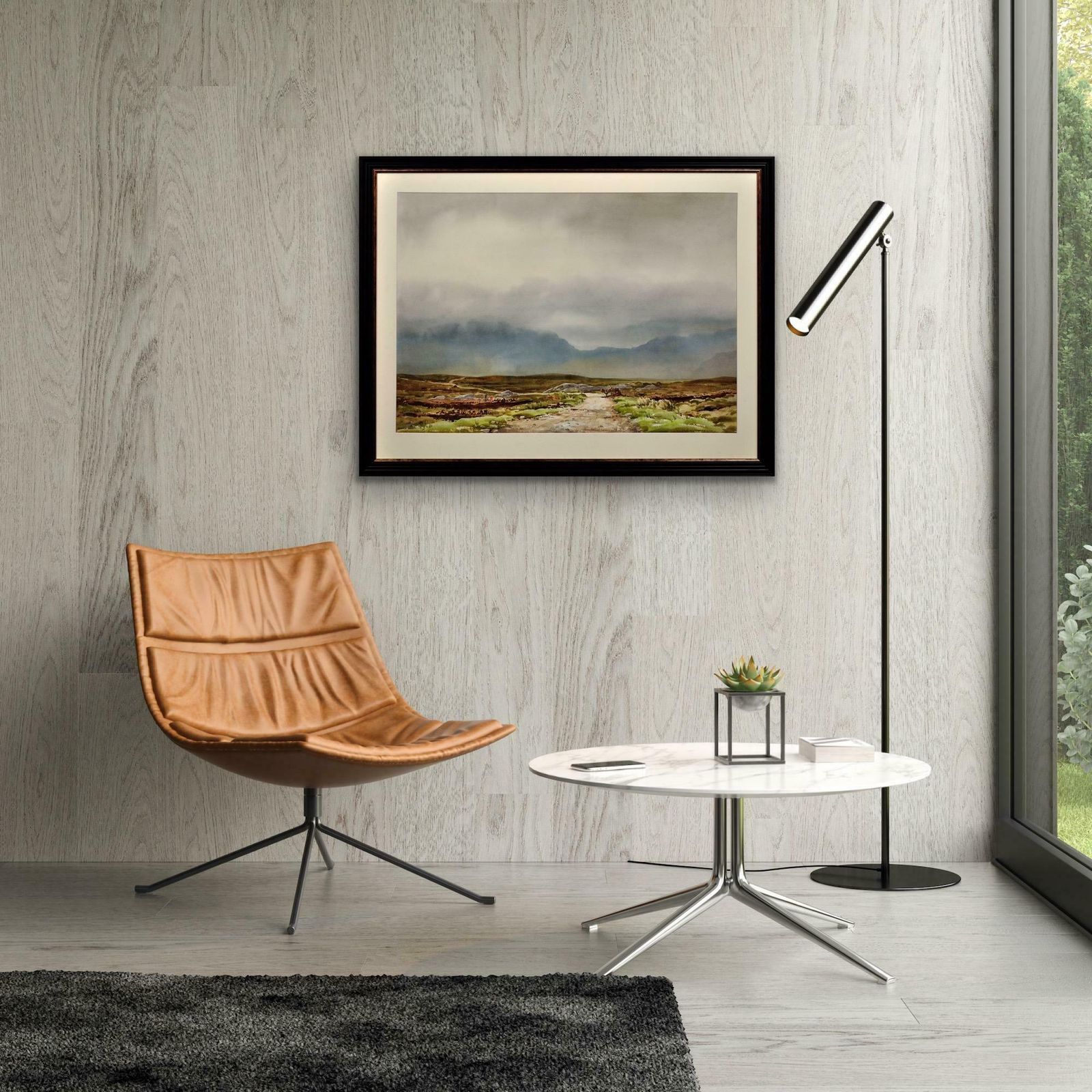 photo furniture Frank Egginton 1908 To 1990. The Maamturk Mountains From Recess, Connemara, Ireland. Framed Irish Watercolour.