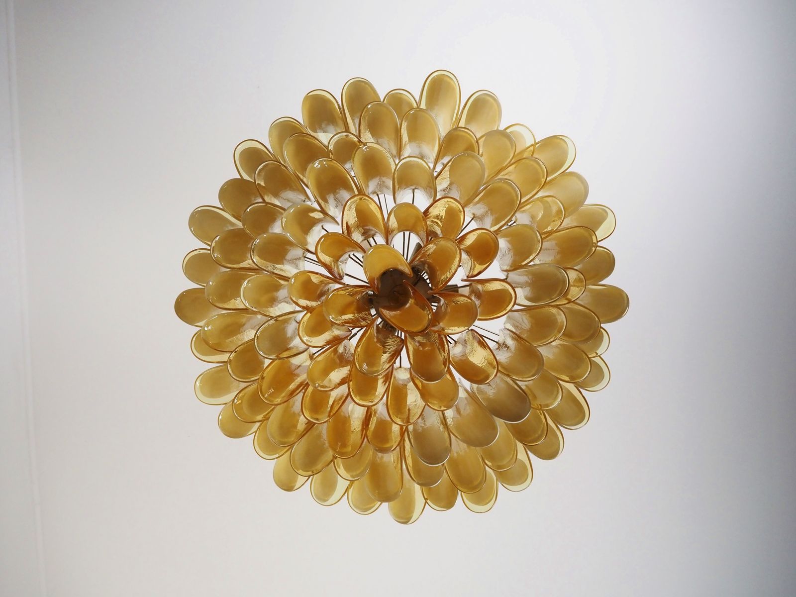 photo for sale Large Murano Glass Chandelier  101 Caramel Lattimo Glass Petal