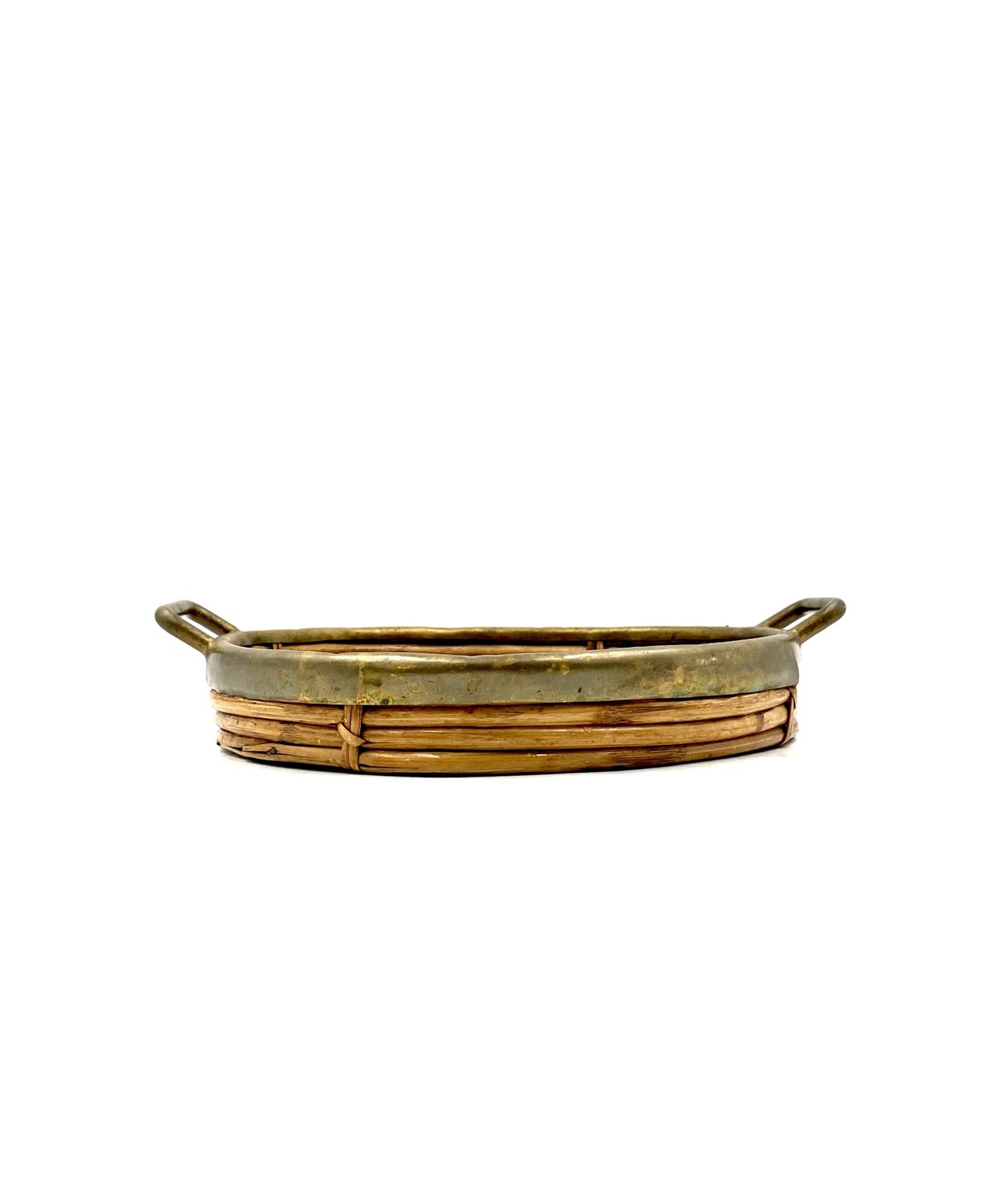 Hollywood Regency Brass And Wicker Vide Poche, Italy Ca. 1970 photo 170.0