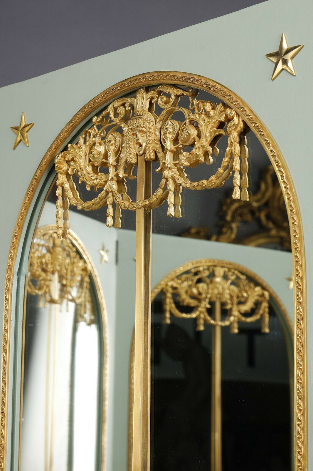 Home Decor Mirror Screen In Lacquered Wood With Gilt Bronze Frame photo