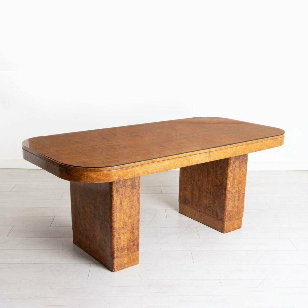 Art Deco Burr Walnut Dining Table & Six Chairs, British C.1930 photo for sale