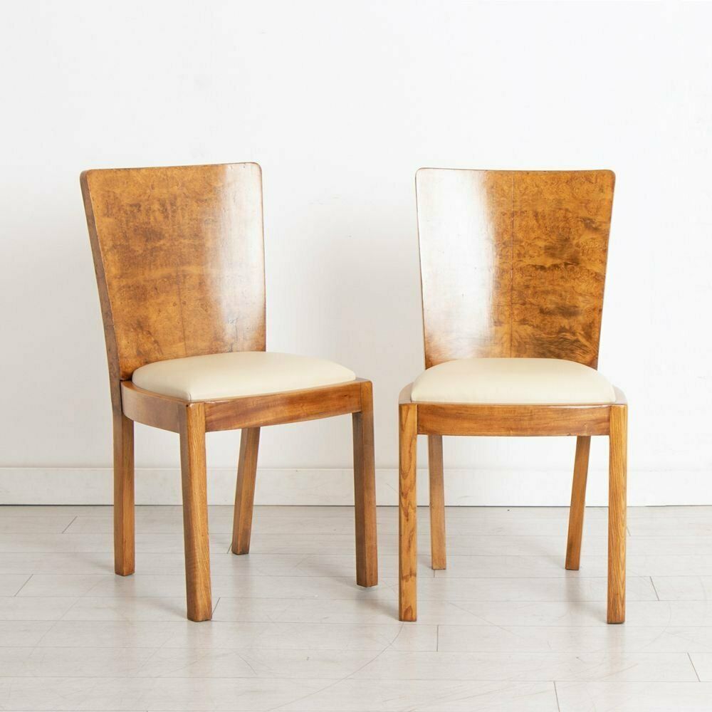 photo furniture Art Deco Burr Walnut Dining Table & Six Chairs, British C.1930