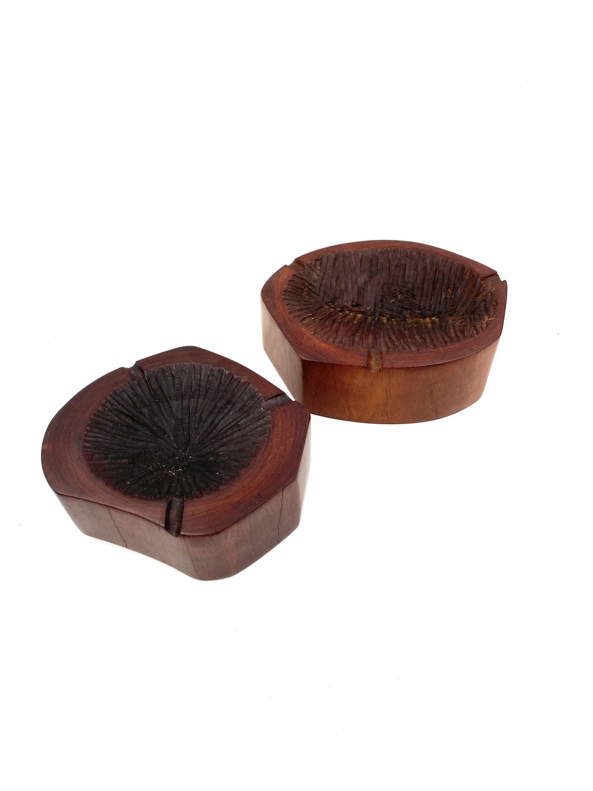 Organic Modern Set Of 2 Wood Ashtrays, France 1970s photo Home Decor