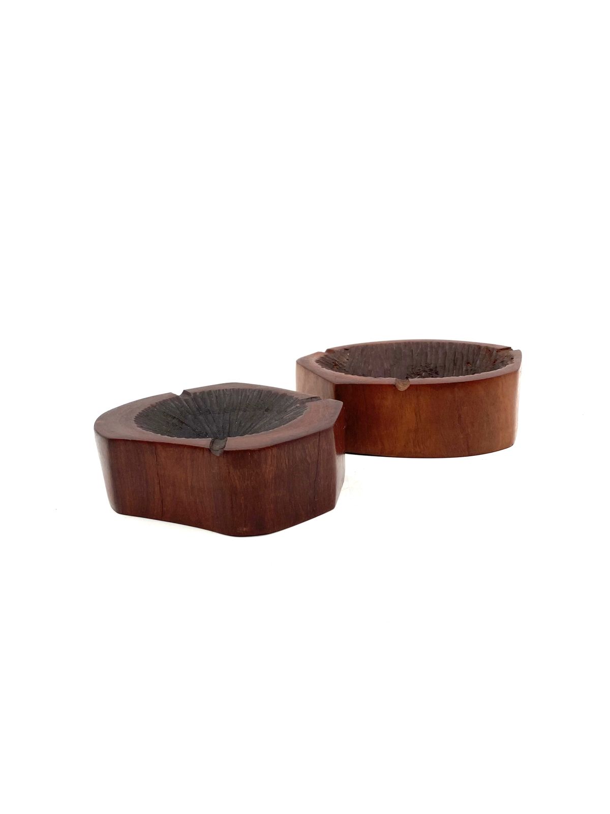 Organic Modern Set Of 2 Wood Ashtrays, France 1970s photo buy