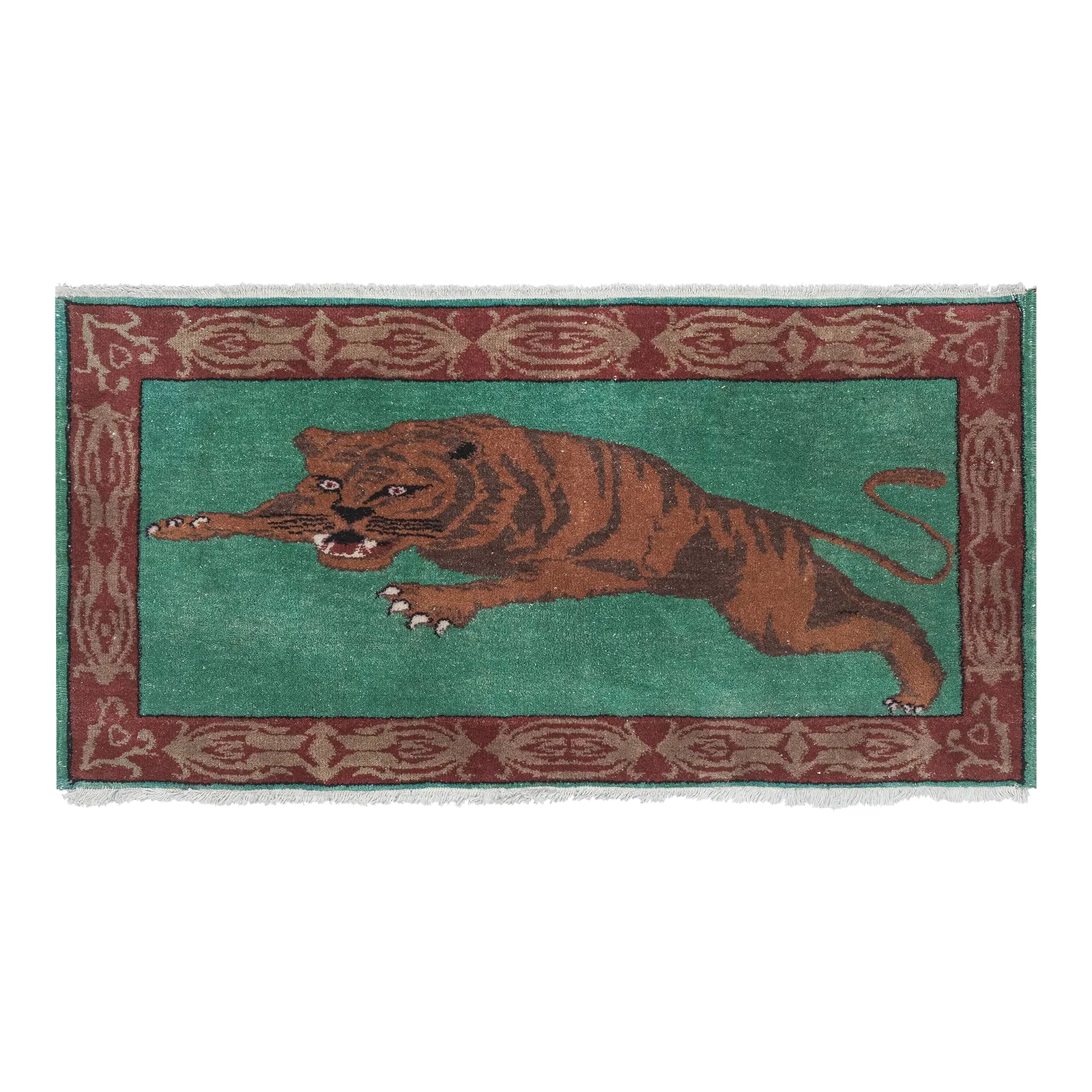 Vintage Handmade Lion Figure Turkish Rug 80 X 150 Cm
