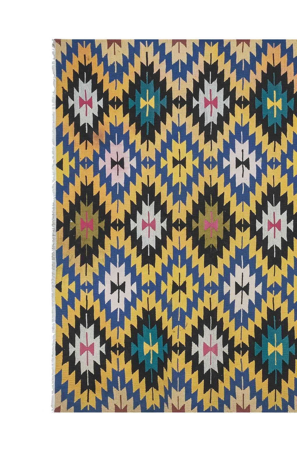 Vintage Diamond Pattern Turkish Kilim Rug  198 X 283 Cm