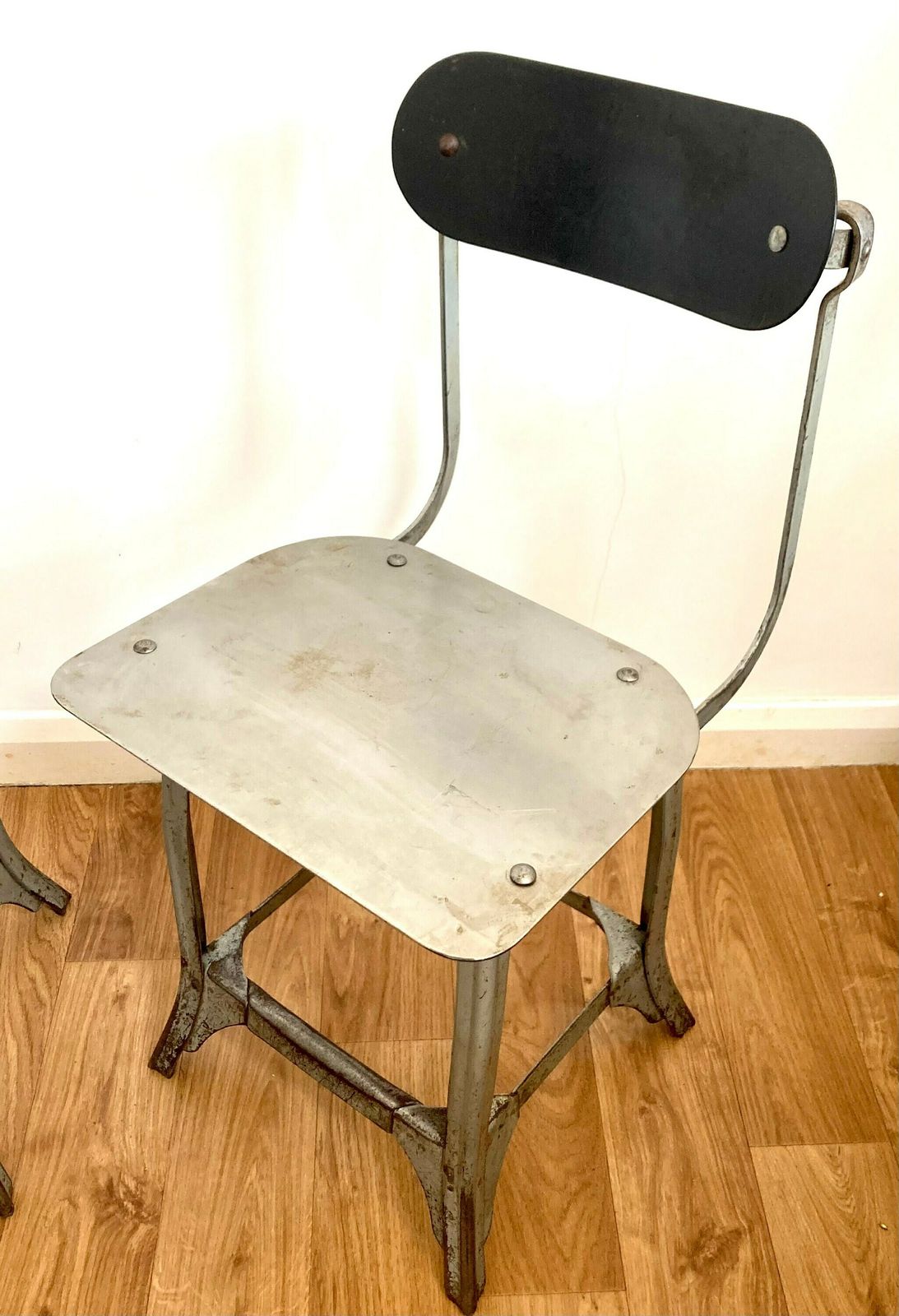 3 Available Industrial Tansad Swivel Office Chair Metal Vintage Retro Antique Machinist Desk School Architect photo for sale