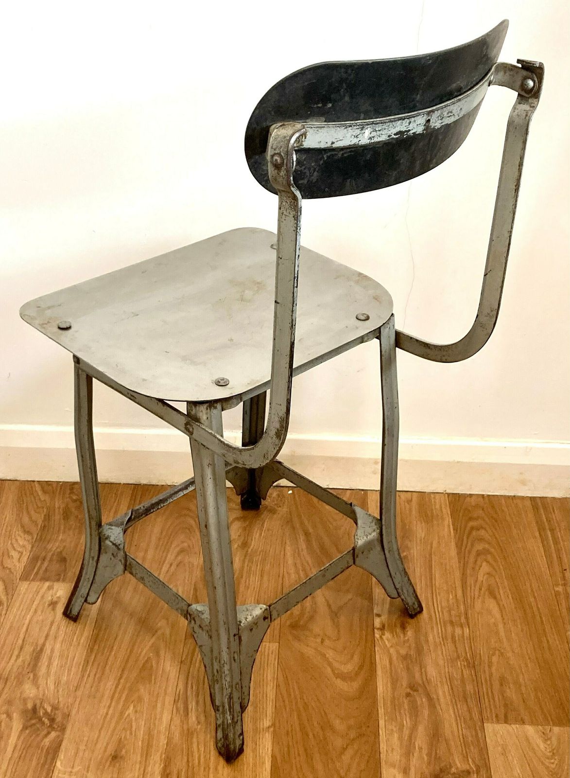 3 Available Industrial Tansad Swivel Office Chair Metal Vintage Retro Antique Machinist Desk School Architect photo Furniture