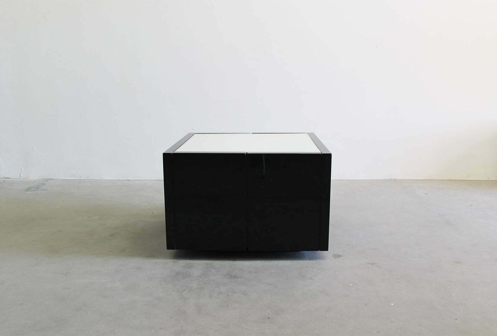 photo for sale Massimo & Lella Vignelli Set Of Two Black Saratoga Bar Cabinet By Poltronova